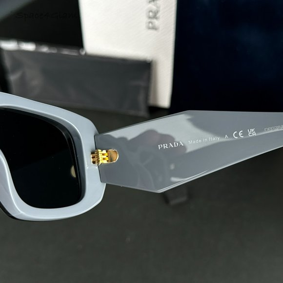 Prada PR17WS 11N09T Sunglasses Marble Gray Graphite Black Rectangle Unisex - Picture 6 of 8
